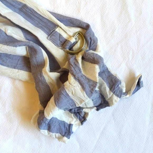 pink rose striped rayon button down tie front collared shirt women's size medium - Picture 9 of 11